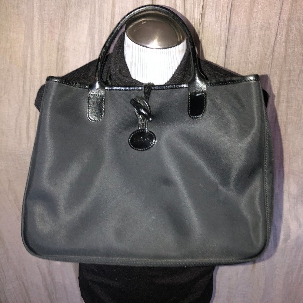 Longchamp Roseau leather trimnylon tote bag 9.5x13